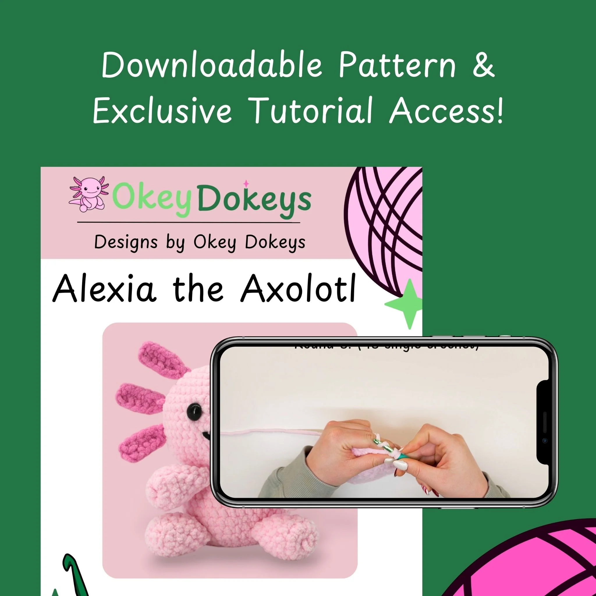 Crochet Axolotl Kit - Alexia the Axolotl Plushie - Image 5
