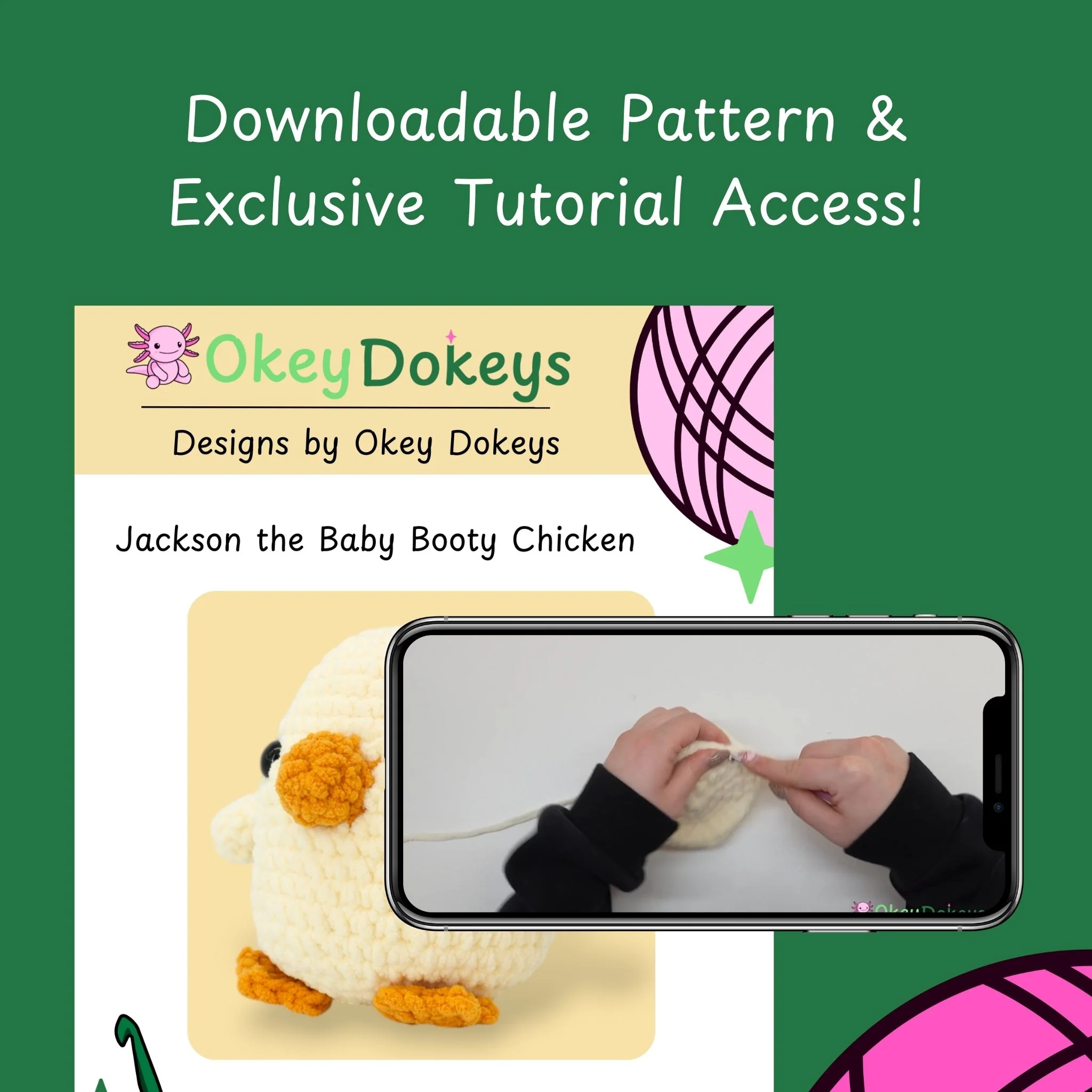 Baby Booty Crochet Chicken Kit - Jackson the Baby Booty Chicken - Image 3