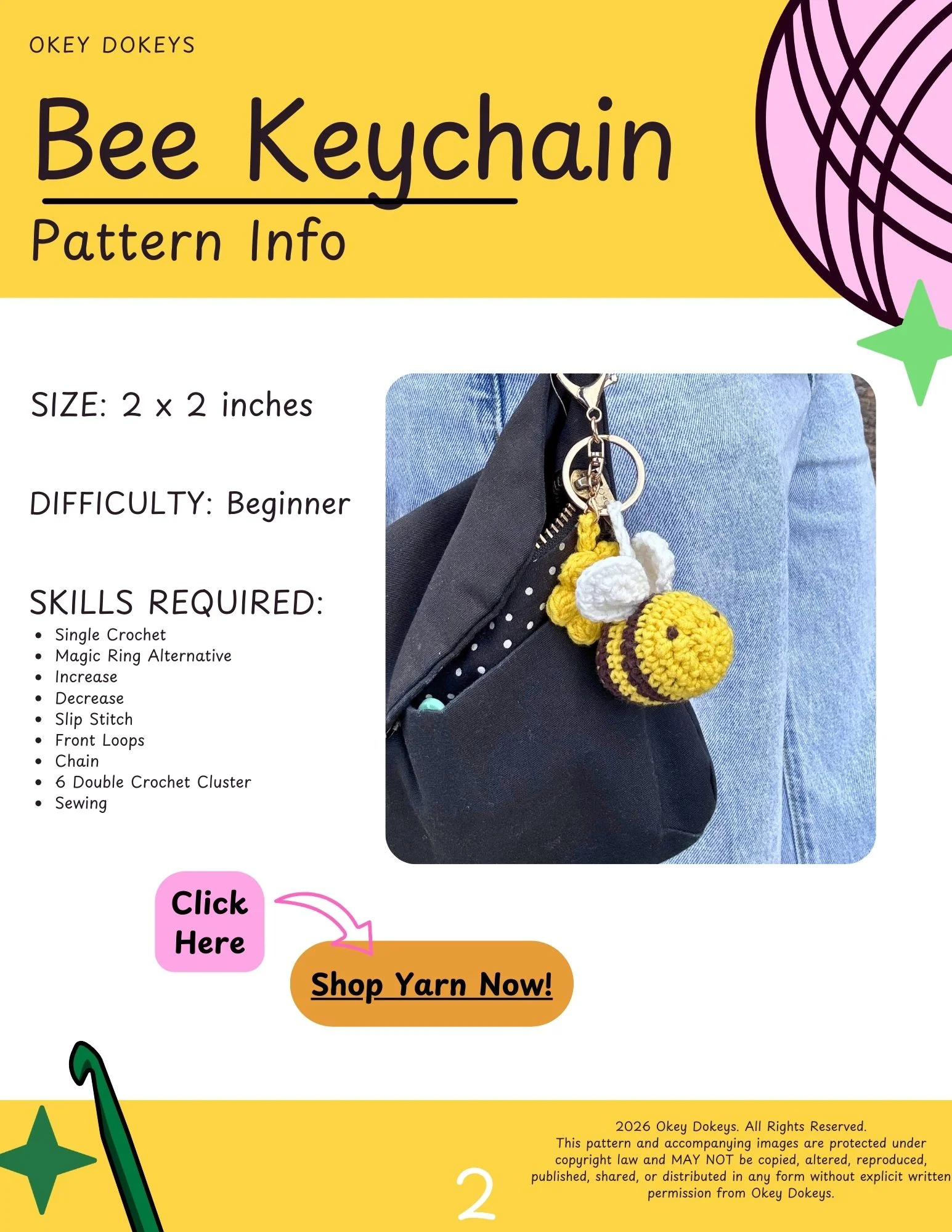 Crochet Bee Keychain Pattern - Image 3