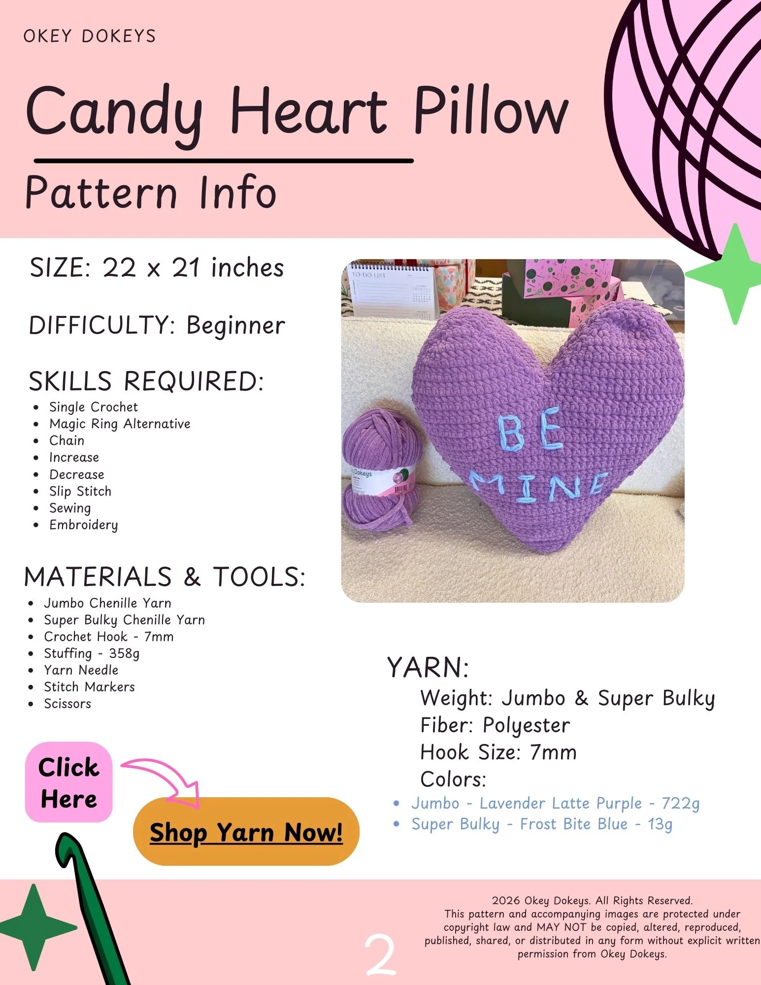 Crochet Candy Heart Pillow Pattern - Image 3