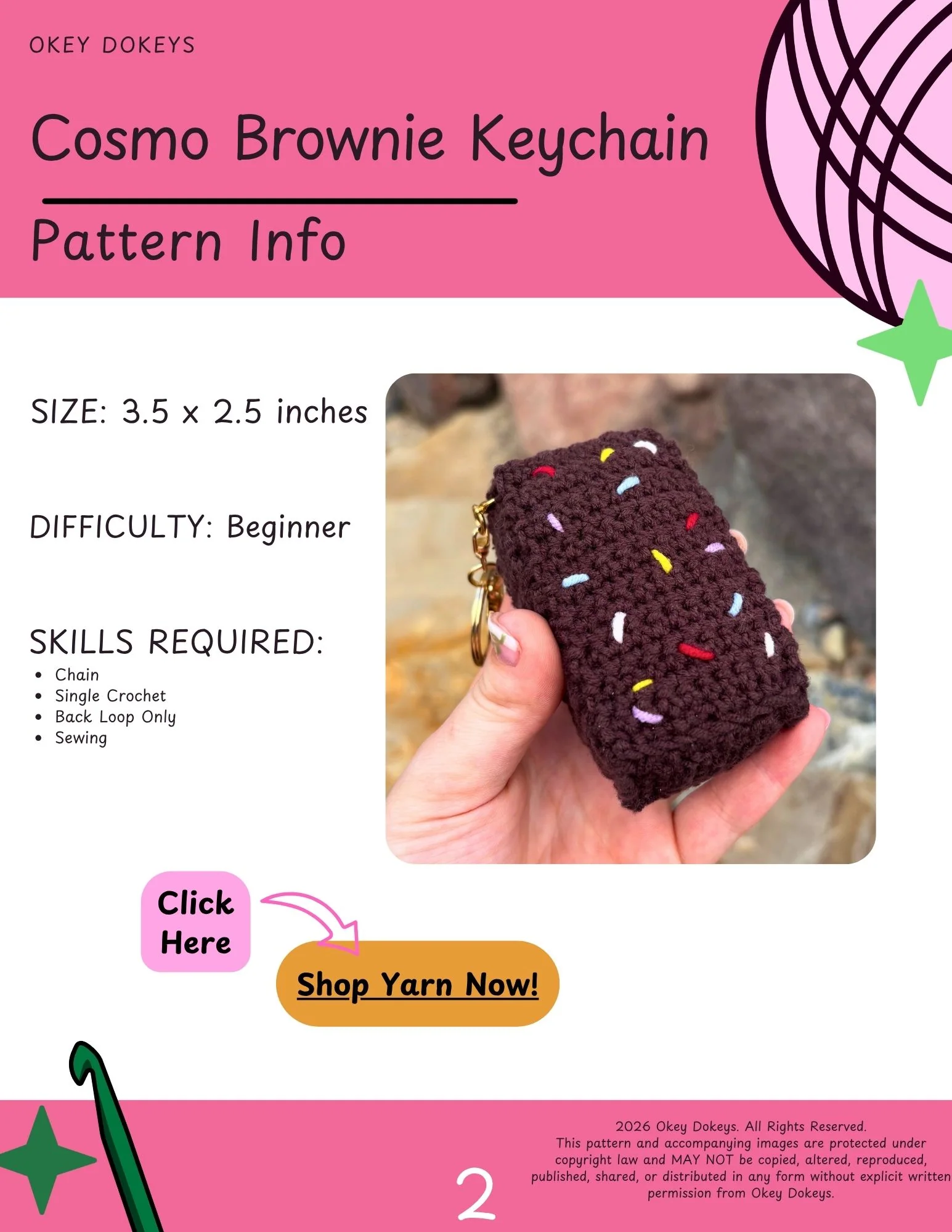 Crochet Cosmo Brownie Keychain Pattern - Image 3