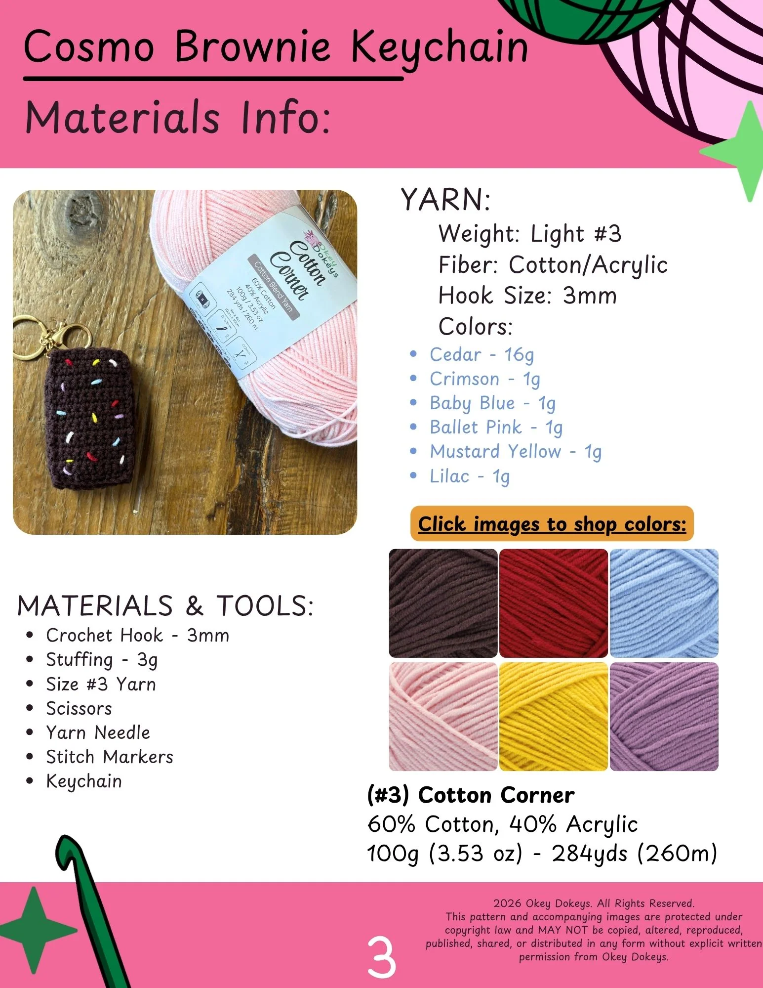 Crochet Cosmo Brownie Keychain Pattern - Image 4