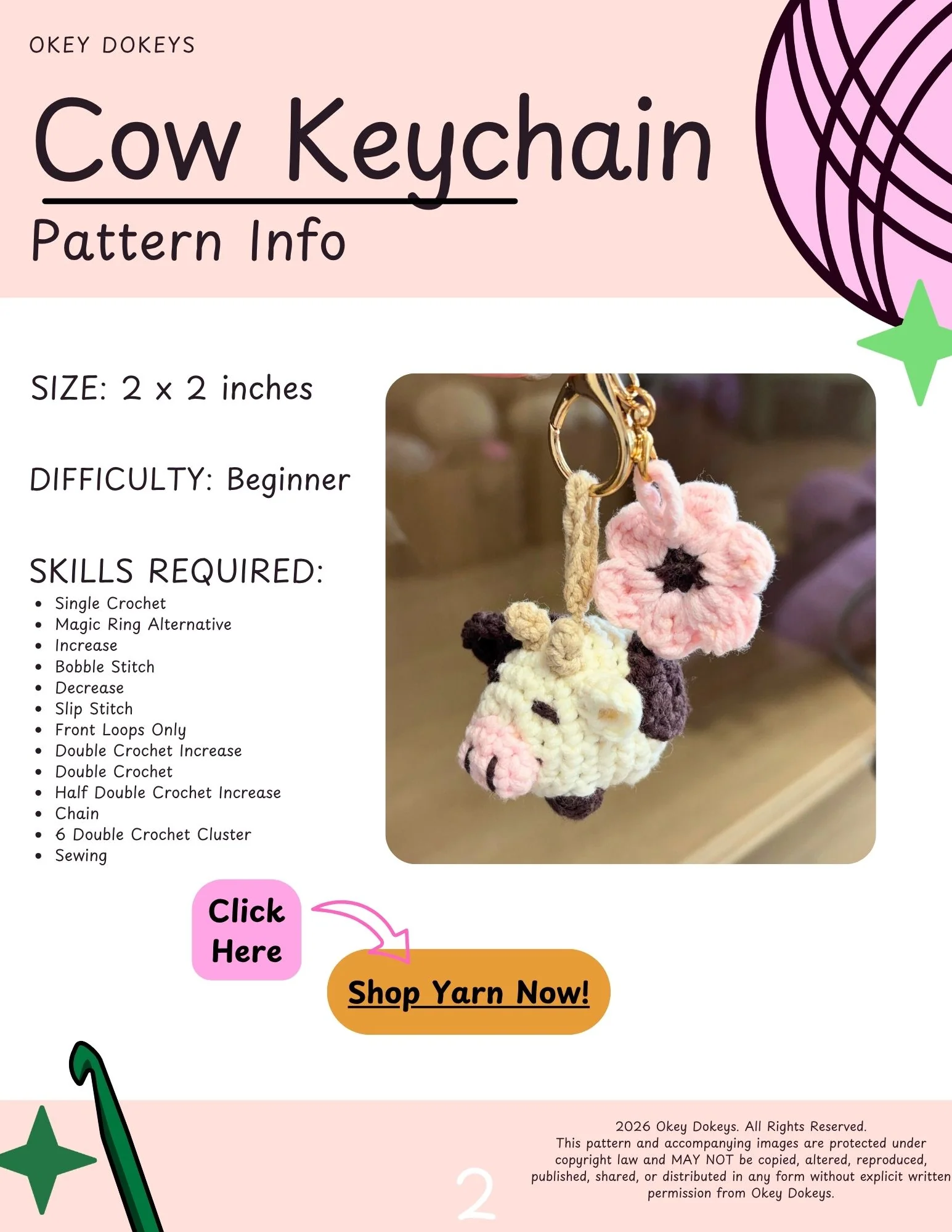 Crochet Cow Keychain Pattern - Image 3