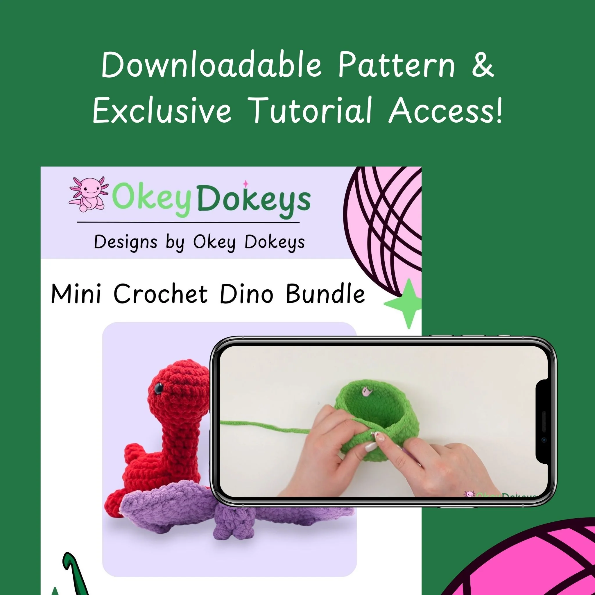 Crochet Mini Dino Bundle Kit - Image 4