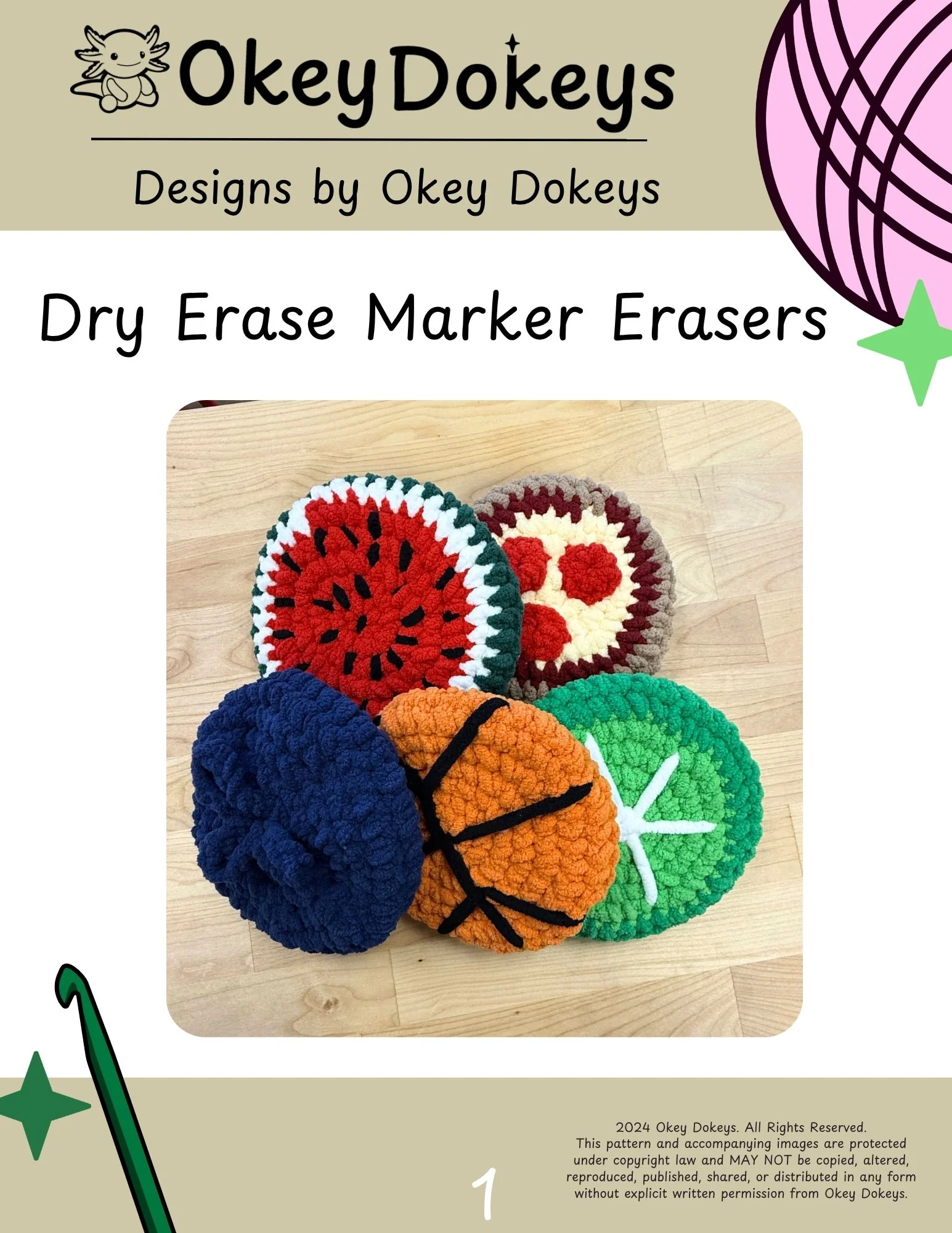 Crochet Dry Erase Markers Erasers Pattern
