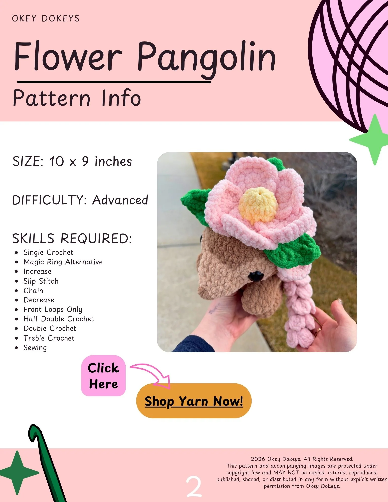 Crochet Flower Pangolin Pattern - Image 3