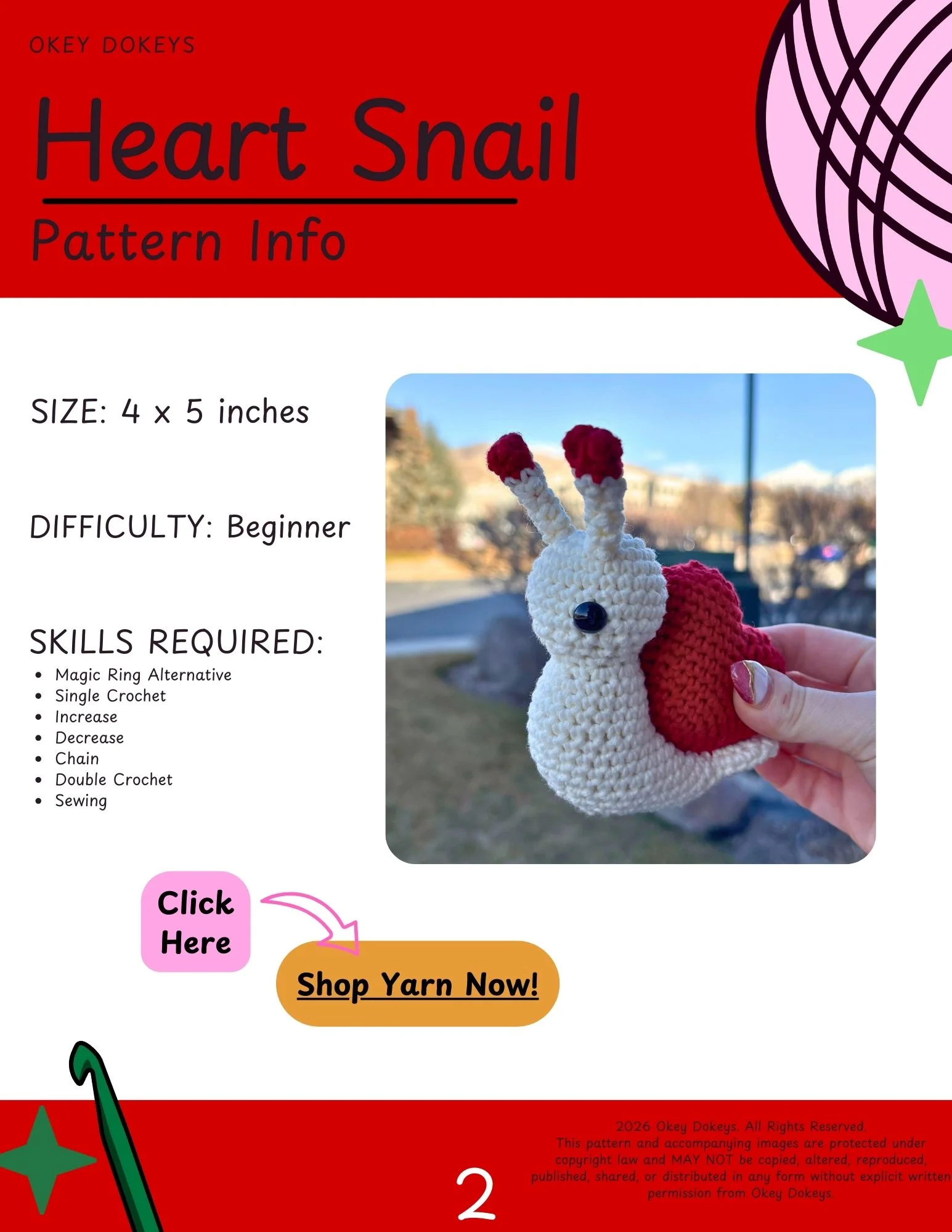 Crochet Heart Snail Pattern - Image 3