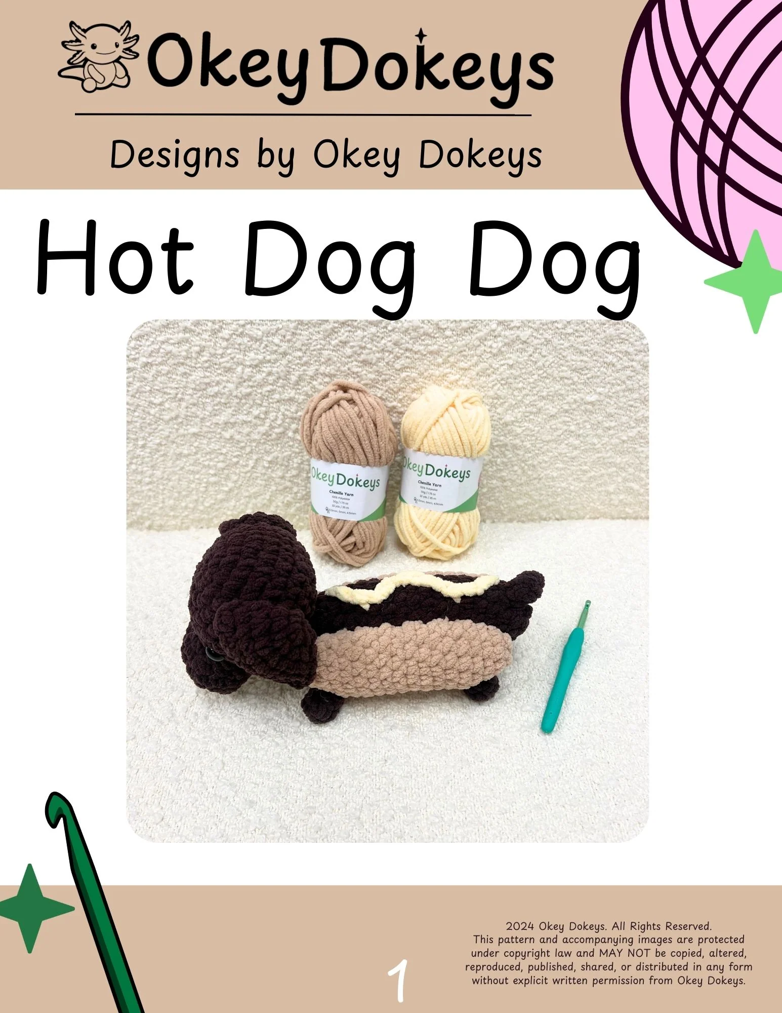 Crochet Hot Dog Dog Pattern