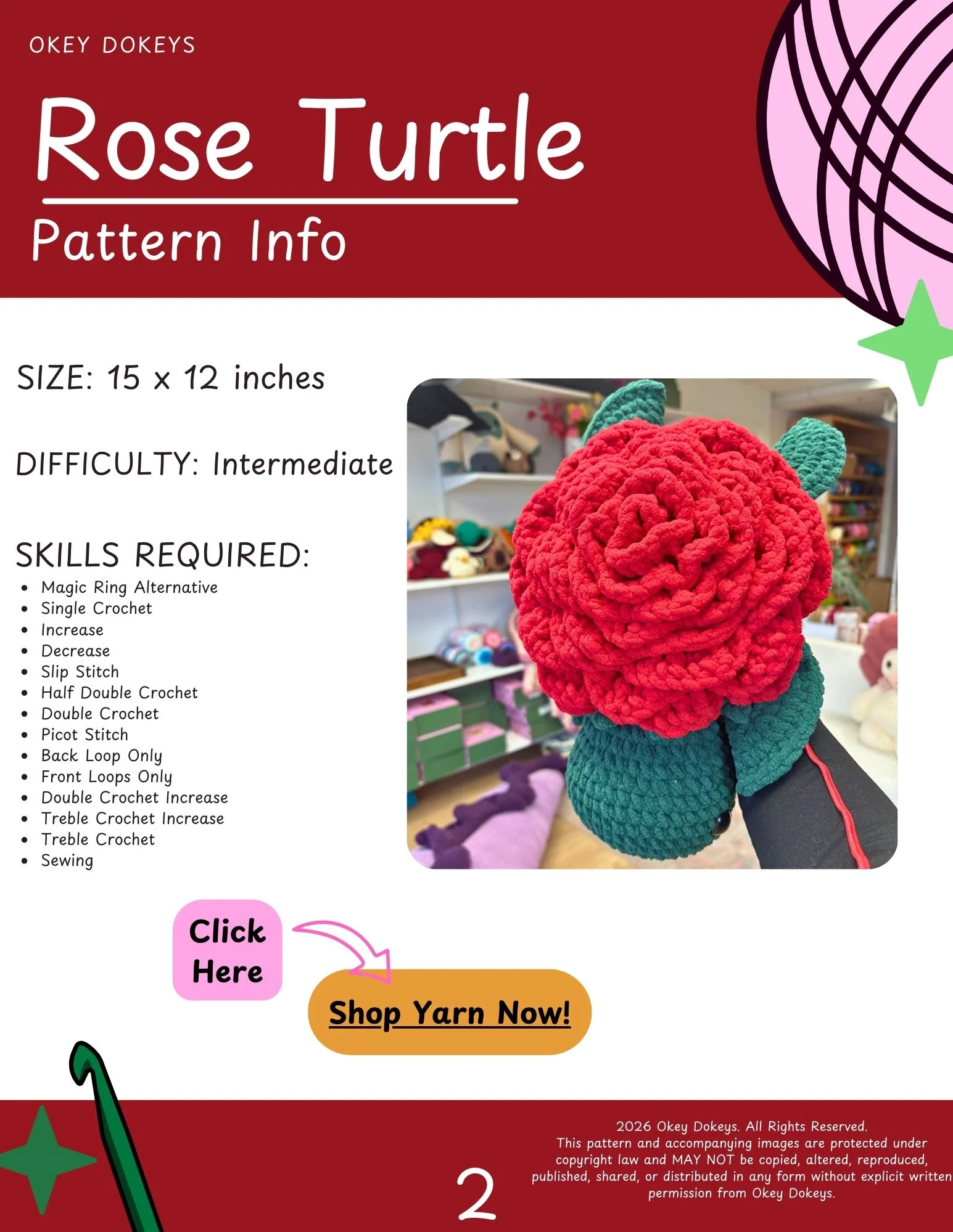Crochet Rose Turtle Pattern - Image 3