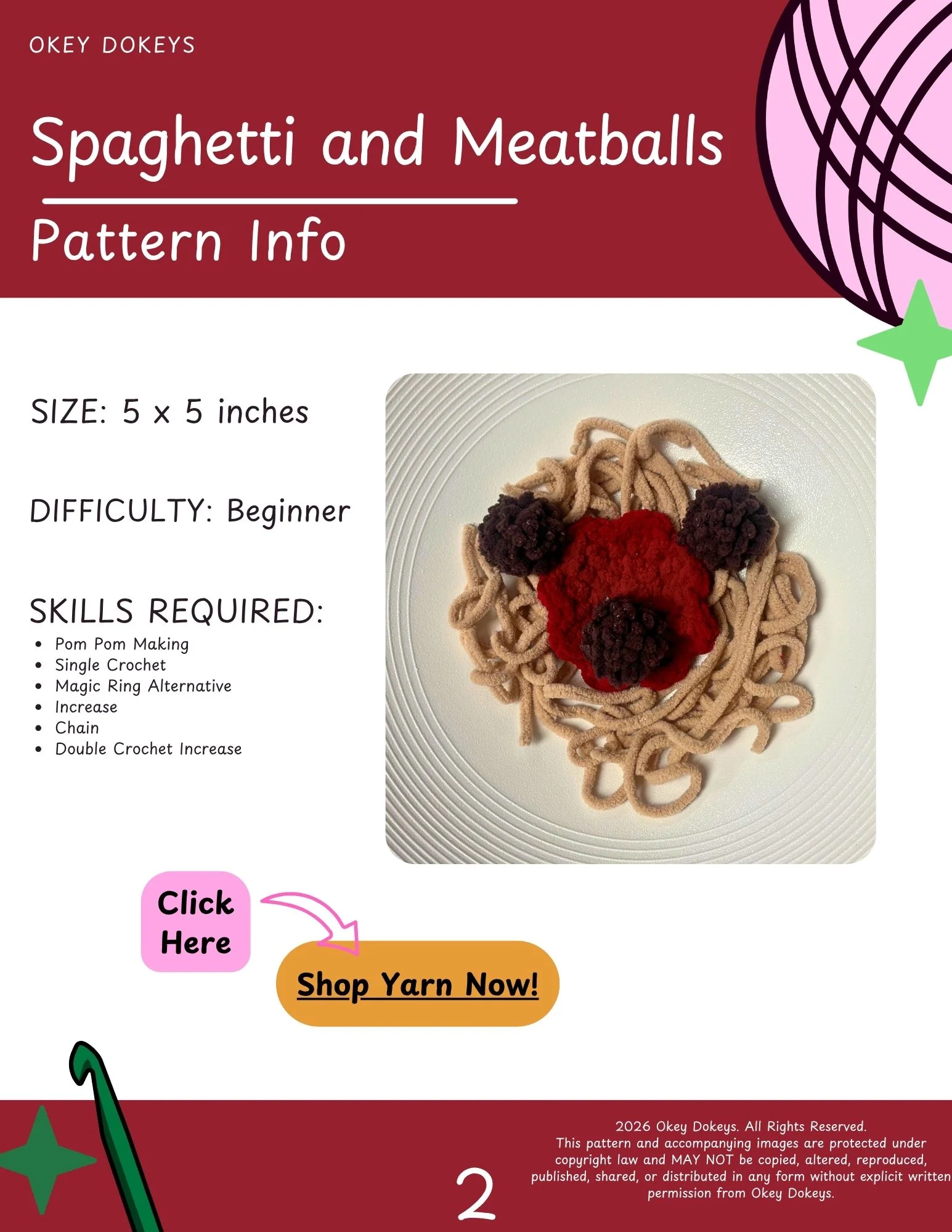 Crochet Spaghetti and Meatballs Pattern - Image 3