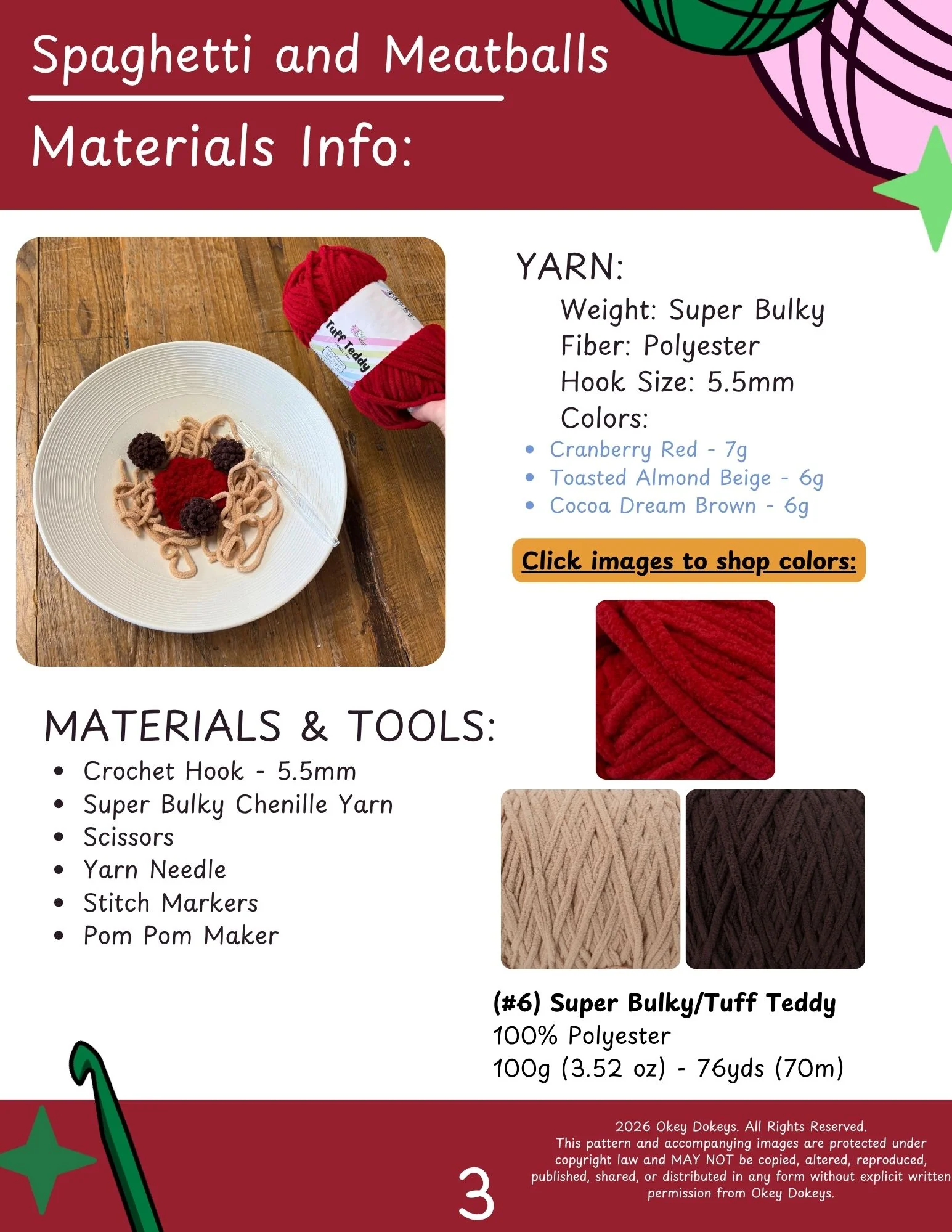 Crochet Spaghetti and Meatballs Pattern - Image 4