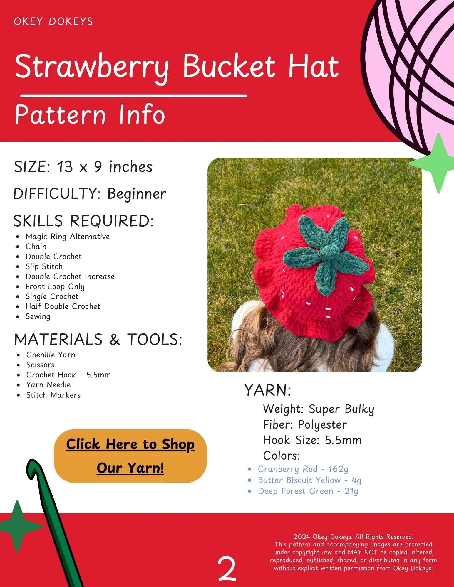 Crochet Strawberry Bucket Hat Pattern - Image 3