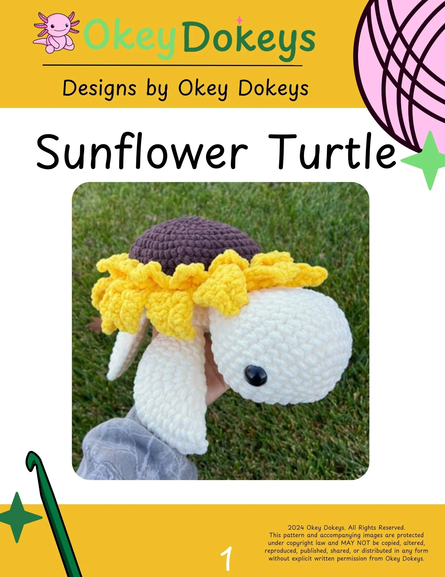 Crochet Sunflower Turtle Pattern