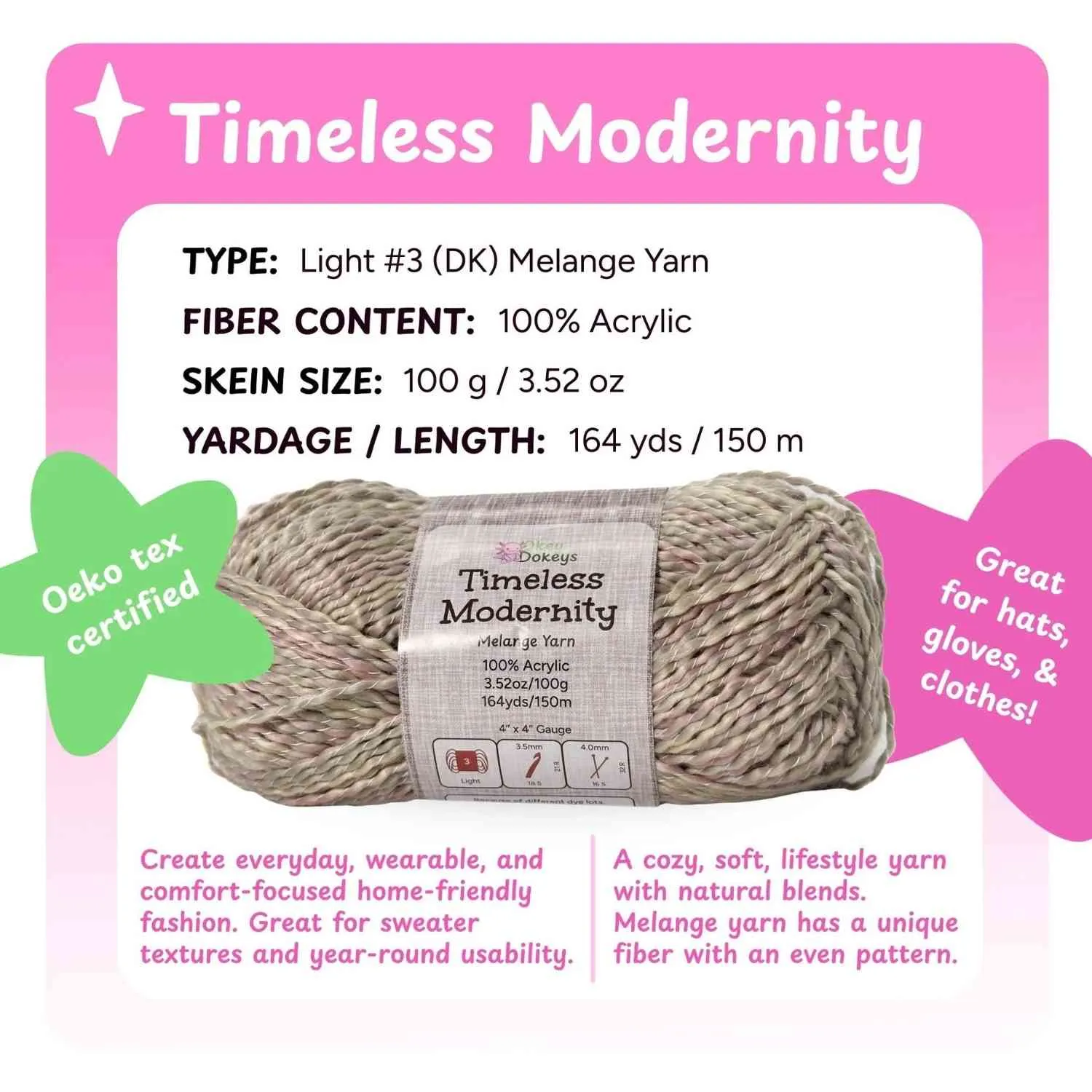 Timeless Modernity Sweater Like Acrylic Melange Yarn, 100g Light Weight - Image 3
